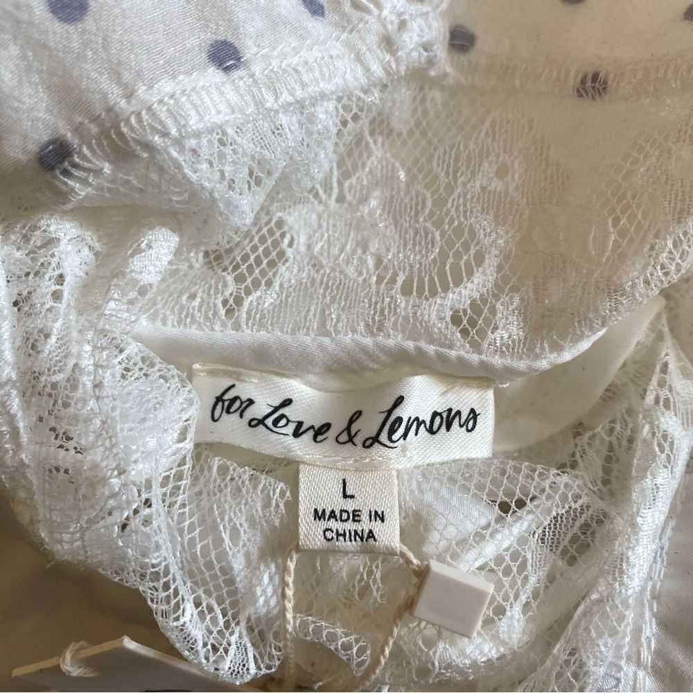 For Love And Lemons Carmen maxi dress white rosette dot print slip bridal NWT L - Picture 8 of 15